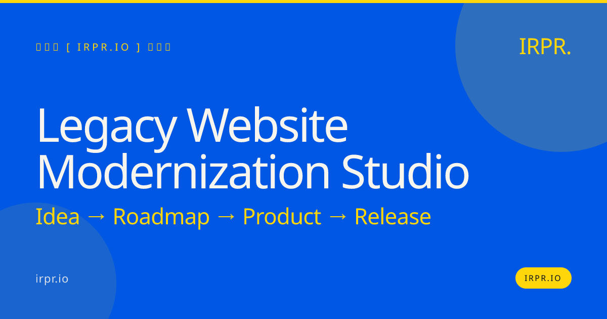 Legacy Website Modernization Studio | IRPR.io — IRPR.io