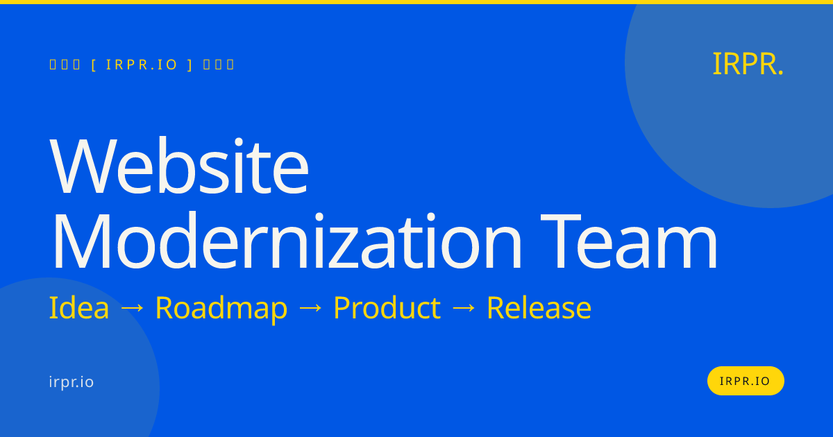 Website Modernization Team | IRPR.io — IRPR.io